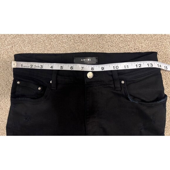 Size 31 Amiri Black Jeans Stretch Straight Skinny Stack Distress Mens Womens - Picture 14 of 14